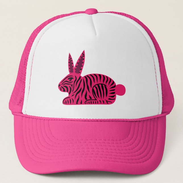 Gorra De Camionero Pink Zebra Rabbit (Anverso)