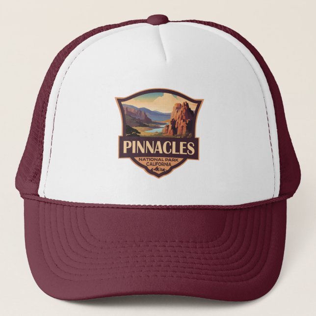 Gorra De Camionero Pinnacles Parque nacional Ilustracion Viaje Arte (Anverso)