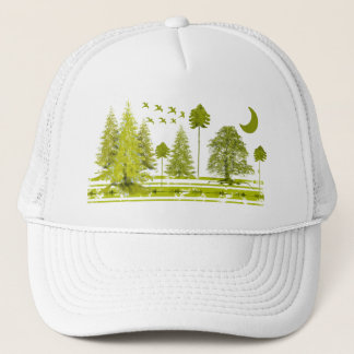 Gorra De Camionero Pinos con Luna - Personalizar Cambiar Color de Fon