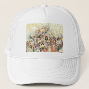 Gorra De Camionero Pintado de color de agua de época Flores Naranjas