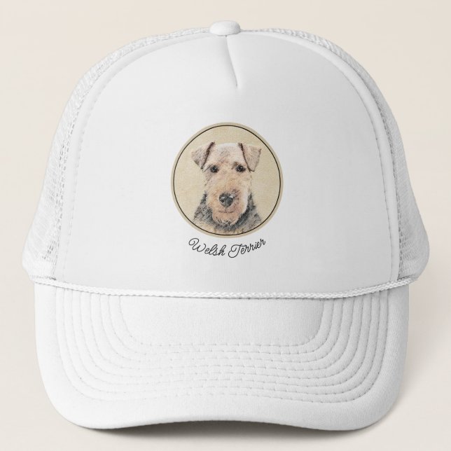 Gorra De Camionero Pintado de Welsh Terrier - Arte de Perro Original. (Anverso)