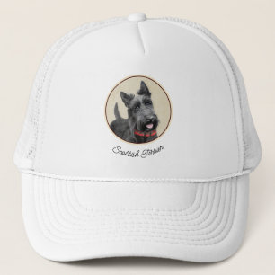 Gorra De Camionero Pintado Terrier Escocés - Arte Perro Original