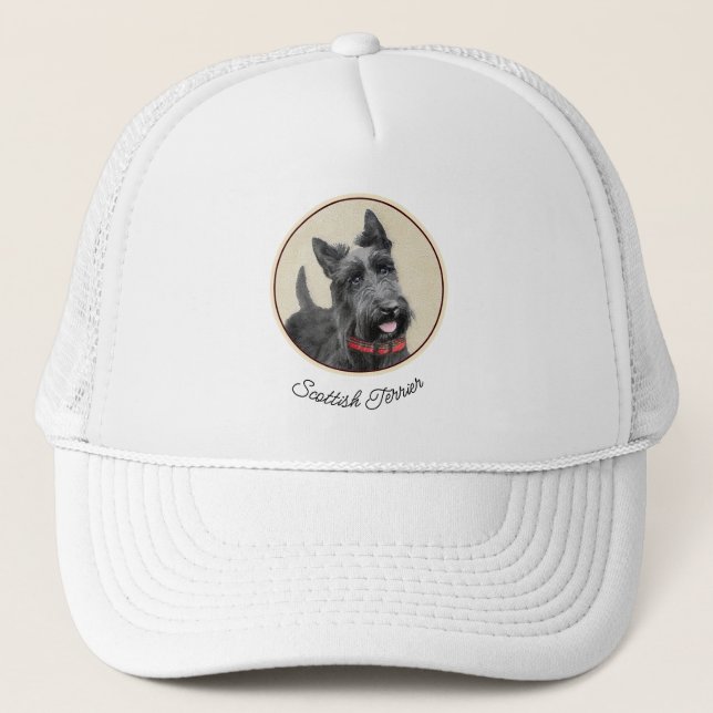 Gorra De Camionero Pintado Terrier Escocés - Arte Perro Original (Anverso)