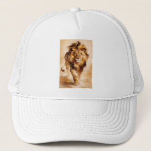 Gorra De Camionero Pintura abstracta majestuosa del león dorado Arte