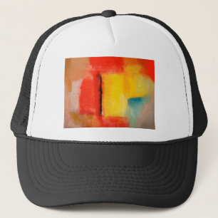 Gorra De Camionero Pintura abstracta moderna de color rojo amarillo