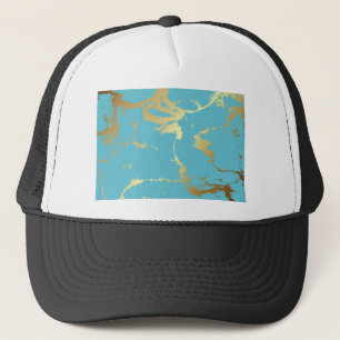 Gorra De Camionero Pintura acrílica de mármol verde azulado y dorado