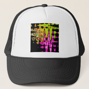 Gorra De Camionero Pintura acuarela única: púrpura, negra y lima
