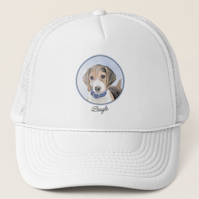 Gorra De Camionero Pintura Beagle - Arte Perro Original Cuto (Anverso)