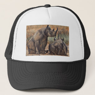 Gorra De Camionero Pintura de aceite de rinoceronte,