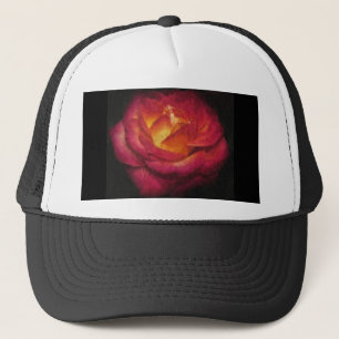 Gorra De Camionero Pintura de aceite de Rosa de llamas