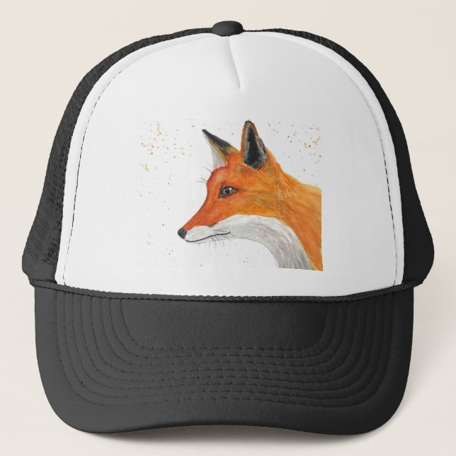 Gorra De Camionero Pintura de acuarela de Fox (Anverso)