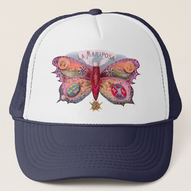 Gorra De Camionero Pintura de antigüedades de mariposa (Anverso)