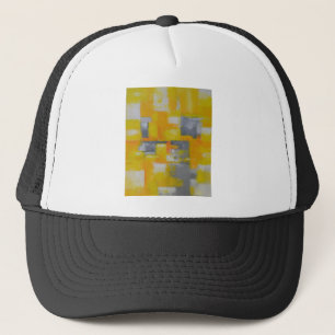 Gorra De Camionero pintura de arte abstracto gris amarillo