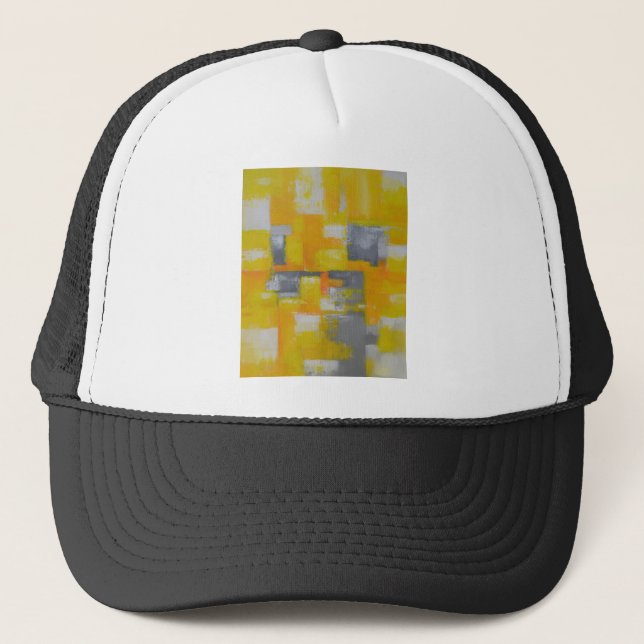 Gorra De Camionero pintura de arte abstracto gris amarillo (Anverso)