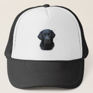 Gorra De Camionero Pintura de arte en acuarela de perro Labrador negr