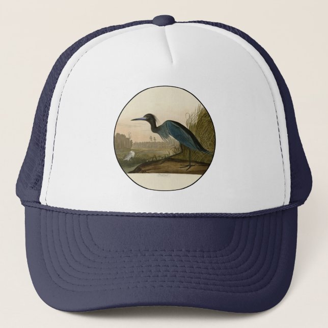 Gorra De Camionero Pintura de Blue Crane Heron Audubon (Anverso)