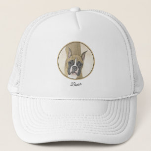 Gorra De Camionero Pintura De Boxer - Arte De Perro Original Cuto