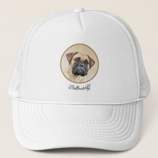 Gorra De Camionero Pintura de Bullmastiff - Arte de Perro Original. (Anverso)