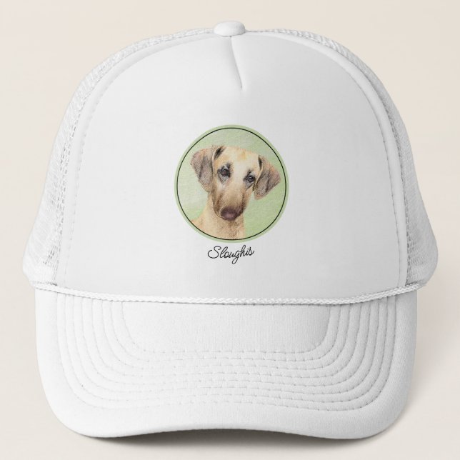 Gorra De Camionero Pintura de eslúpulos - Arte de perro original lind (Anverso)