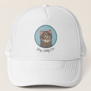 Gorra De Camionero Pintura de gatos en la mesa gris - Arte de gatos o