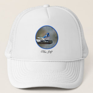 Gorra De Camionero Pintura de Jay azul - Arte de pájaro original