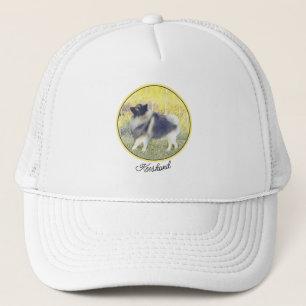 Gorra De Camionero Pintura de Keeshond Aspen - Arte Perro Original Cu