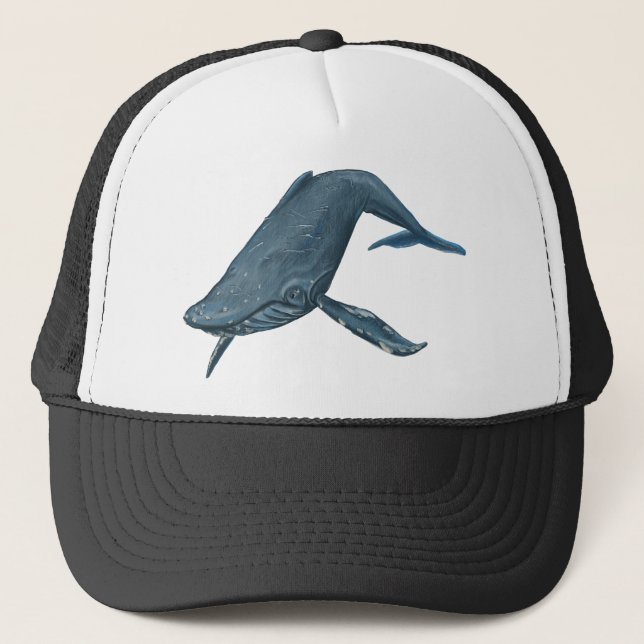 Gorra De Camionero Pintura de la ballena jorobada (Anverso)