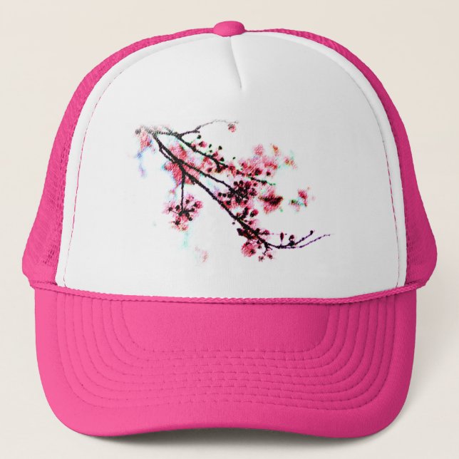 Gorra De Camionero Pintura de la flor de cerezo (Anverso)