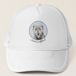 Gorra De Camionero Pintura de lobo irlandesa - Arte de perro original