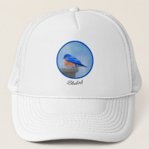 Gorra De Camionero Pintura de pájaro azul - Arte original de aves