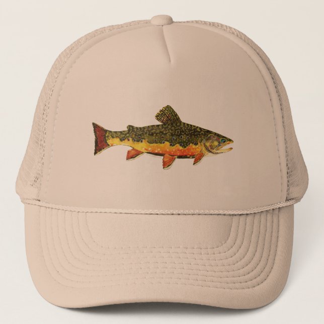 Gorra De Camionero Pintura de peces de trucha rota (Anverso)