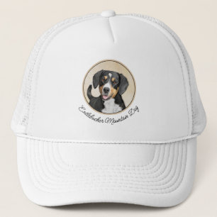 Gorra De Camionero Pintura de Perro de la Montaña Entlebucher Arte Pe