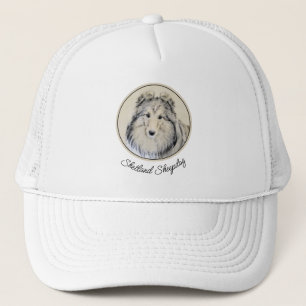Gorra De Camionero Pintura de perro pastelero de Shetland - Arte de p