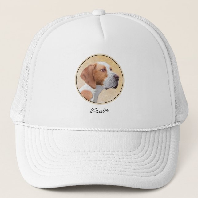 Gorra De Camionero Pintura de puntero - Arte de perro original lindo (Anverso)
