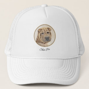Gorra De Camionero Pintura de Shar Pei - Arte Perro Original Cuto