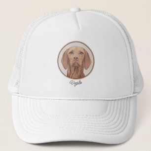 Gorra De Camionero Pintura de Vizsla - Arte Perro Original.