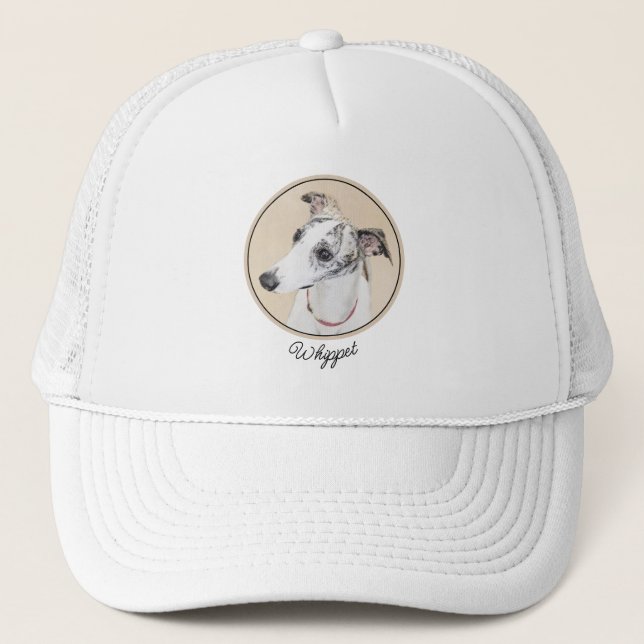 Gorra De Camionero Pintura de Whippet - Arte Cute Original Perro (Anverso)