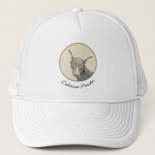 Gorra De Camionero Pintura Doberman Pinscher - Original Dog Art