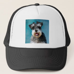 Gorra De Camionero Pintura en Acuarela de Schnauzer Miniatura