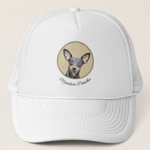 Gorra De Camionero Pintura en miniatura de Pinscher Cute arte origina