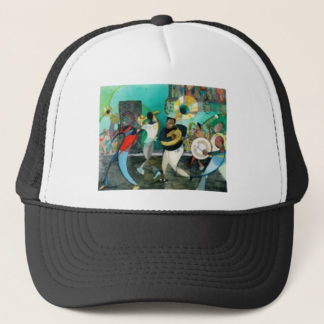 Gorra De Camionero Pintura "jazz de la música de New Orleans " (Anverso)