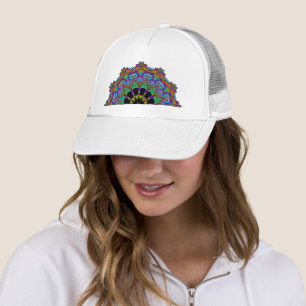 Gorra De Camionero Pintura manual de la cara de reloj de Mandala 24