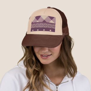 Gorra De Camionero Pintura morada de damasco floral de punto de polka