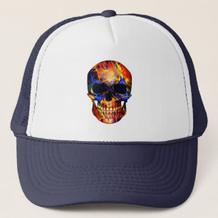 GORRA DE CAMIONERO PINTURA NEÓN ABSTRACTA DE CRÁNEO