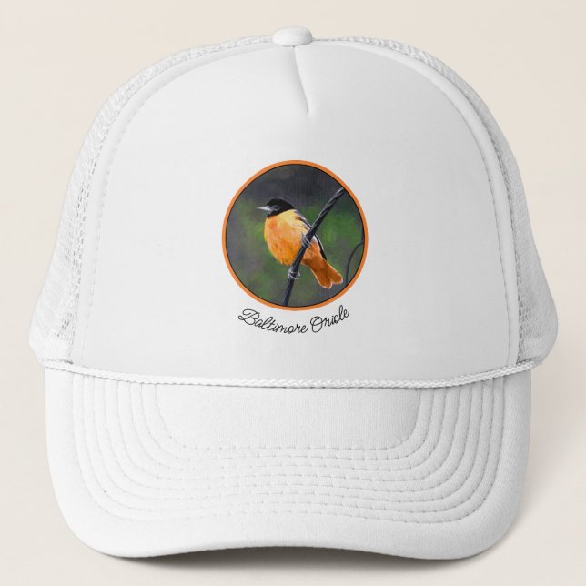 Gorra De Camionero Pintura Oriole - Arte original de aves (Anverso)