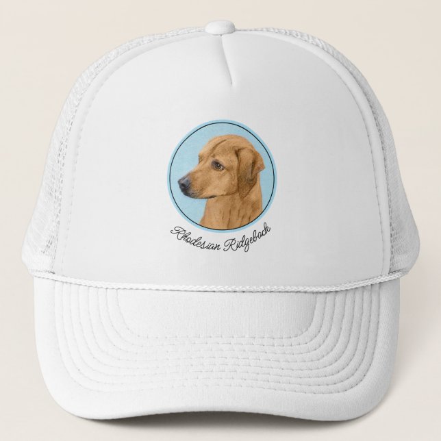 Gorra De Camionero Pintura Ridgeback Rhodesiana - Arte Perro Original (Anverso)