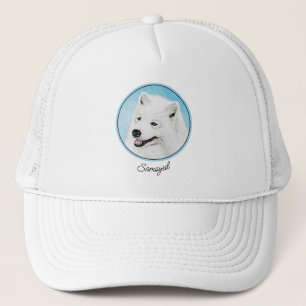 Gorra De Camionero Pintura Samoyed - Arte Perro Original Cuto