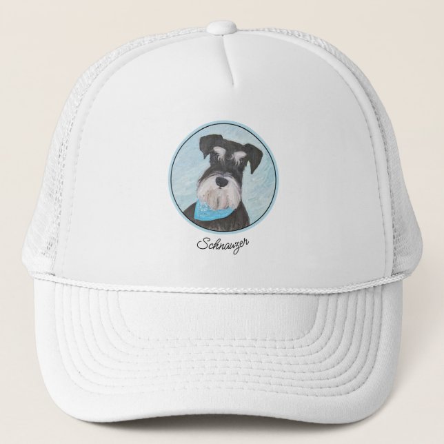 Gorra De Camionero Pintura Schnauzer (en miniatura) - Perro original  (Anverso)