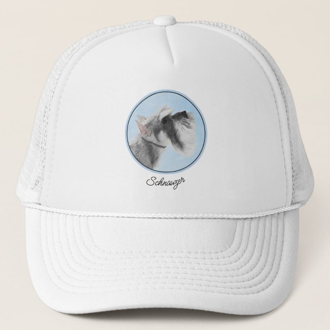 Gorra De Camionero Pintura Schnauzer (gigante, estándar) - Arte de pe (Anverso)