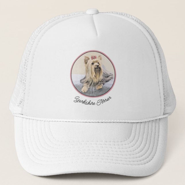 Gorra De Camionero Pintura Terrier de Yorkshire - Arte Perro Original (Anverso)